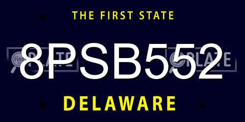 8PSB552 Delaware License Plate