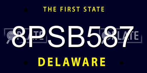 8PSB587 Delaware License Plate