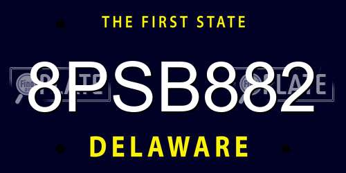 8PSB882 Delaware License Plate