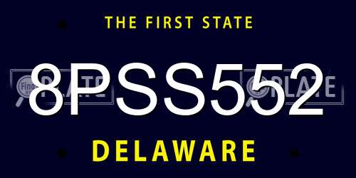 8PSS552 Delaware License Plate