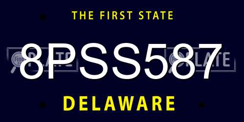8PSS587 Delaware License Plate