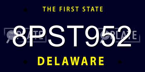 8PST952 Delaware License Plate