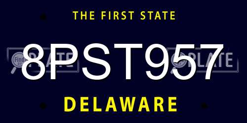 8PST957 Delaware License Plate