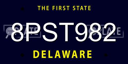 8PST982 Delaware License Plate