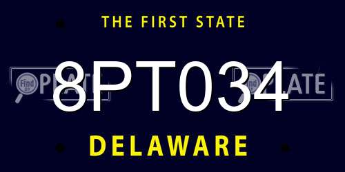 8PT034 Delaware License Plate