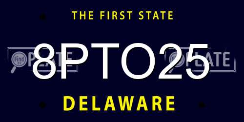8PTO25 Delaware License Plate