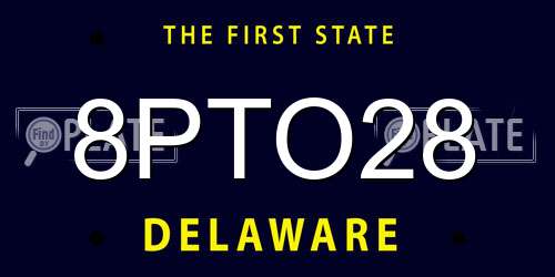 8PTO28 Delaware License Plate