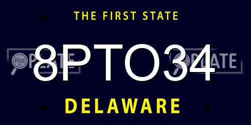 8PTO34 Delaware License Plate