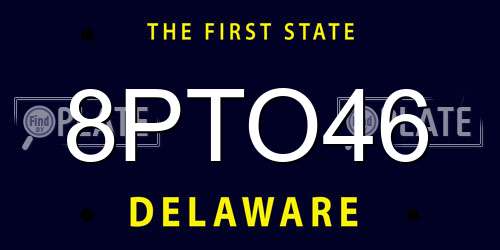 8PTO46 Delaware License Plate