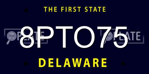8PTO75 Delaware License Plate