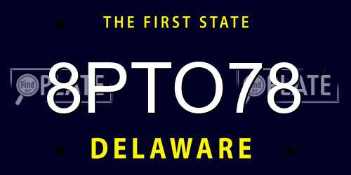 8PTO78 Delaware License Plate