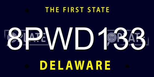 8PWD133 Delaware License Plate