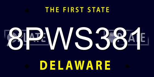 8PWS381 Delaware License Plate