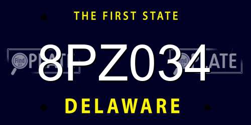 8PZ034 Delaware License Plate