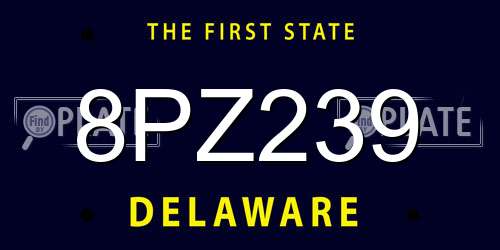 8PZ239 Delaware License Plate
