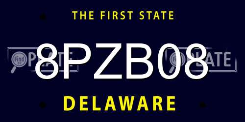 8PZB08 Delaware License Plate