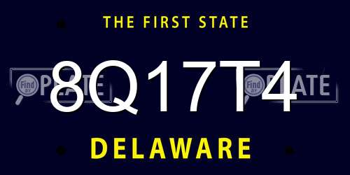 8Q17T4 Delaware License Plate