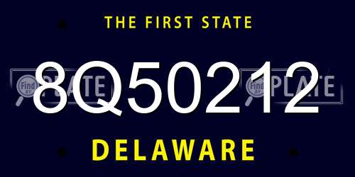 8Q50212 Delaware License Plate