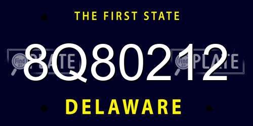 8Q80212 Delaware License Plate