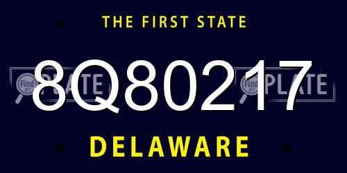 8Q80217 Delaware License Plate