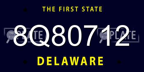 8Q80712 Delaware License Plate