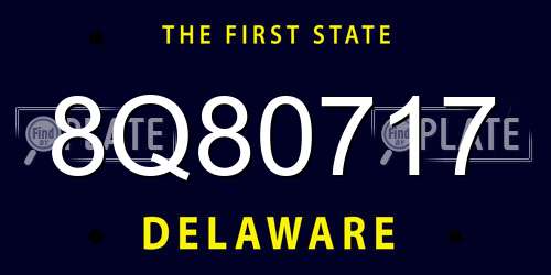 8Q80717 Delaware License Plate