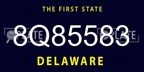 8Q85583 Delaware License Plate