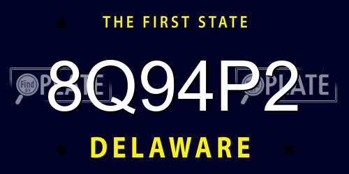 8Q94P2 Delaware License Plate