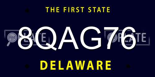 8QAG76 Delaware License Plate