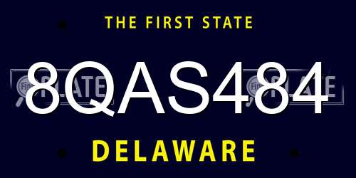 8QAS484 Delaware License Plate