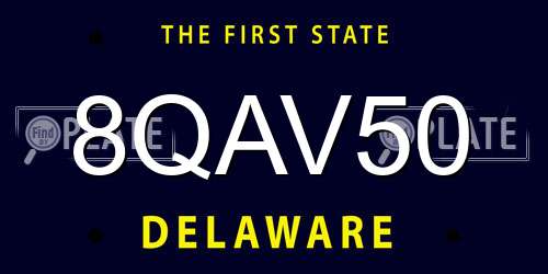 8QAV50 Delaware License Plate