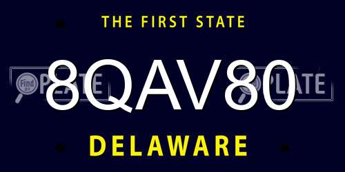 8QAV80 Delaware License Plate