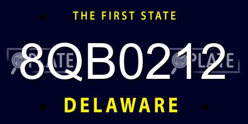 8QB0212 Delaware License Plate