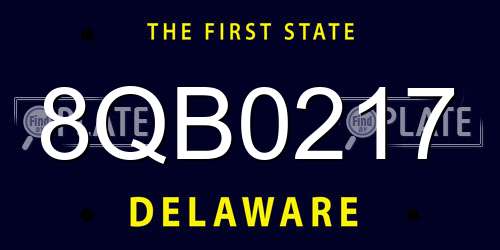 8QB0217 Delaware License Plate