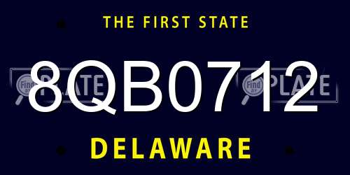 8QB0712 Delaware License Plate