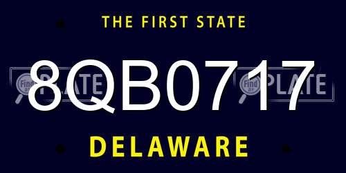 8QB0717 Delaware License Plate