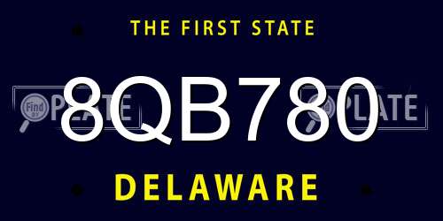 8QB780 Delaware License Plate