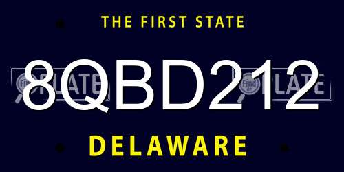 8QBD212 Delaware License Plate