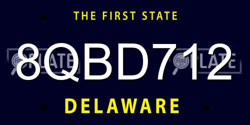 8QBD712 Delaware License Plate