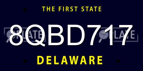 8QBD717 Delaware License Plate