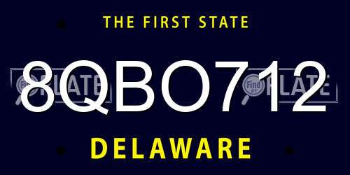 8QBO712 Delaware License Plate