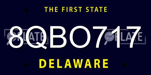8QBO717 Delaware License Plate