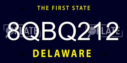 8QBQ212 Delaware License Plate