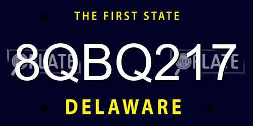 8QBQ217 Delaware License Plate