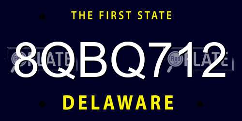 8QBQ712 Delaware License Plate