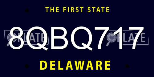 8QBQ717 Delaware License Plate