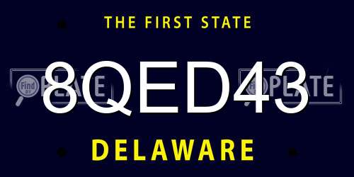 8QED43 Delaware License Plate
