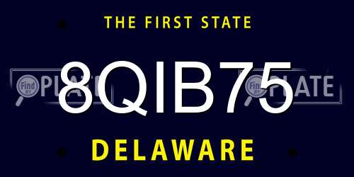 8QIB75 Delaware License Plate