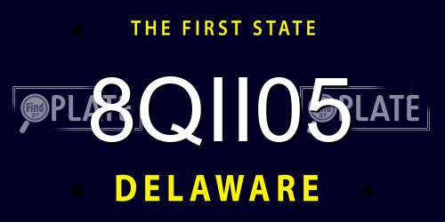 8QII05 Delaware License Plate