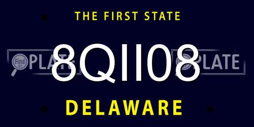 8QII08 Delaware License Plate